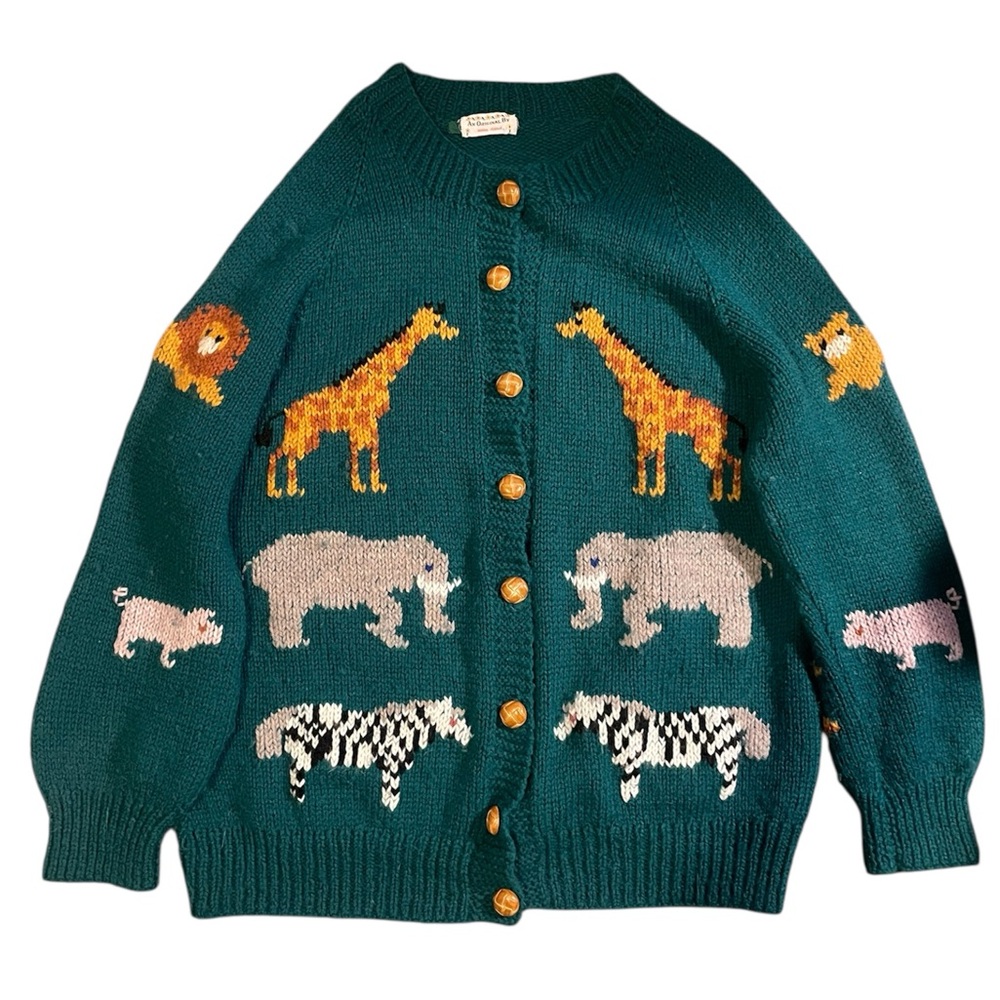 Hand-knit Animal Cardigan
